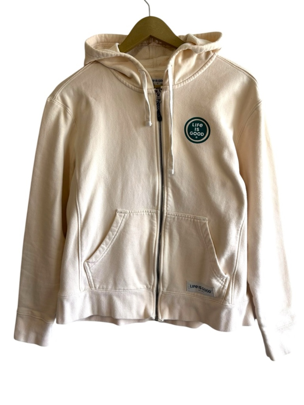 Life Is Good Size Small Ivory Flower Graphic Full Zip Hoodie Travel Preppy